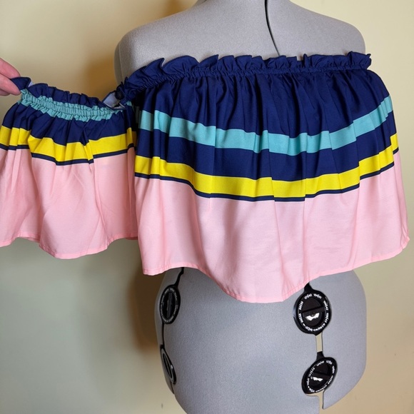 NWT Eloquii Colorful Off-Shoulder Ruffle Top - Picture 2 of 4